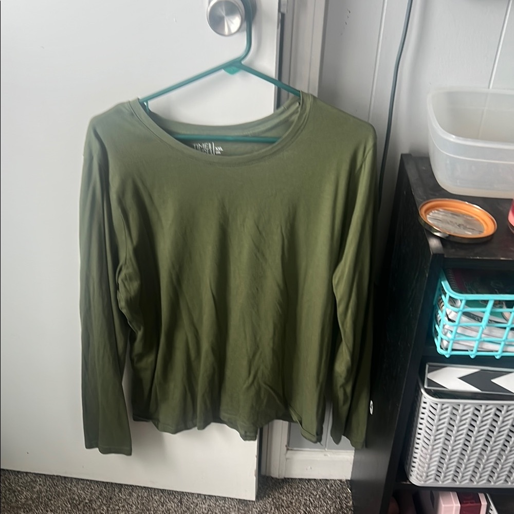 Olive Green Long Sleeve Top